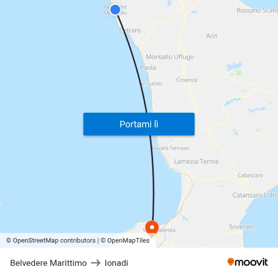 Belvedere Marittimo to Ionadi map