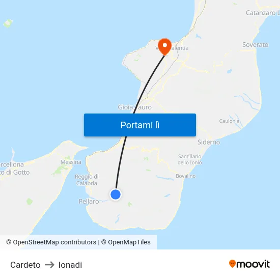 Cardeto to Ionadi map