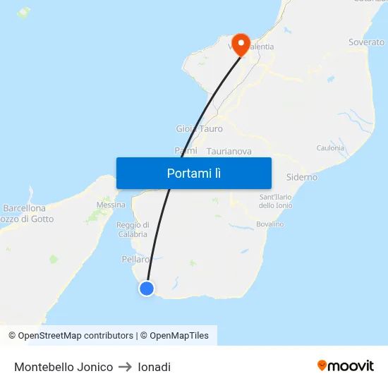 Montebello Jonico to Ionadi map