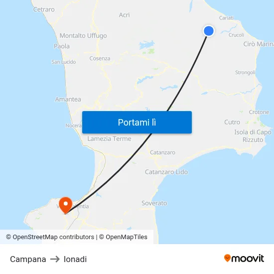 Campana to Ionadi map
