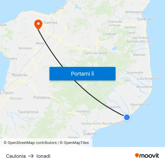 Caulonia to Ionadi map