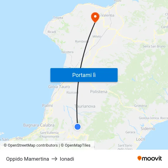 Oppido Mamertina to Ionadi map