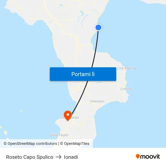 Roseto Capo Spulico to Ionadi map