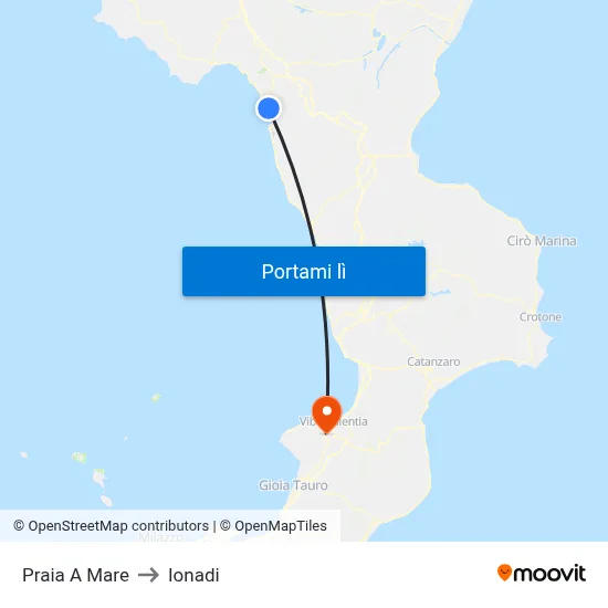 Praia A Mare to Ionadi map