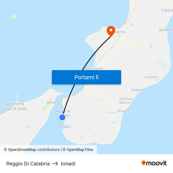Reggio Di Calabria to Ionadi map