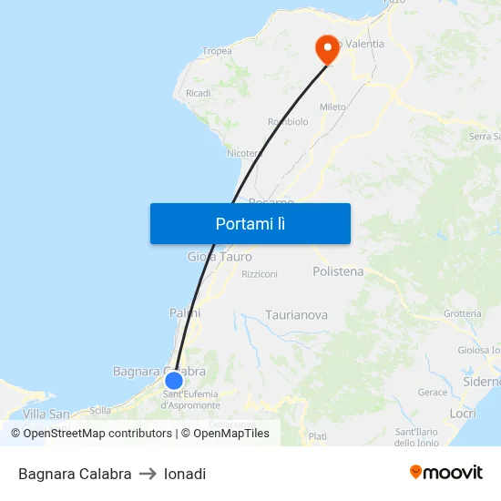 Bagnara Calabra to Ionadi map