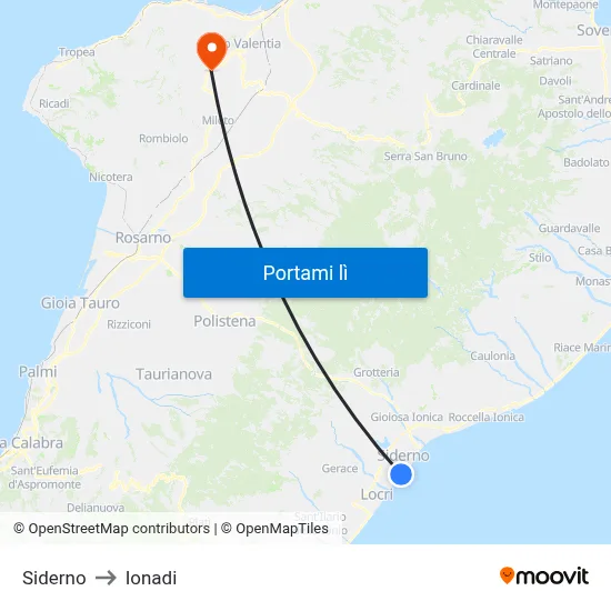 Siderno to Ionadi map