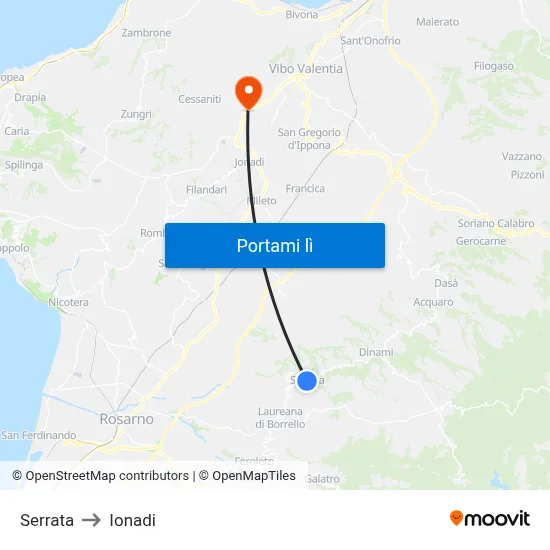 Serrata to Ionadi map