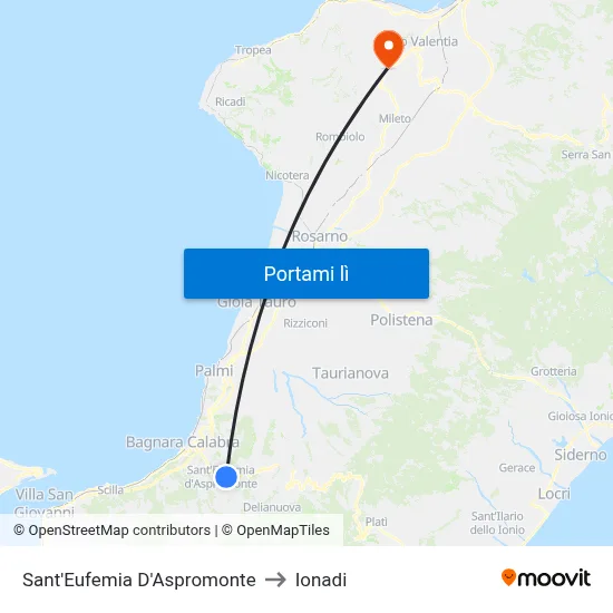 Sant'Eufemia D'Aspromonte to Ionadi map