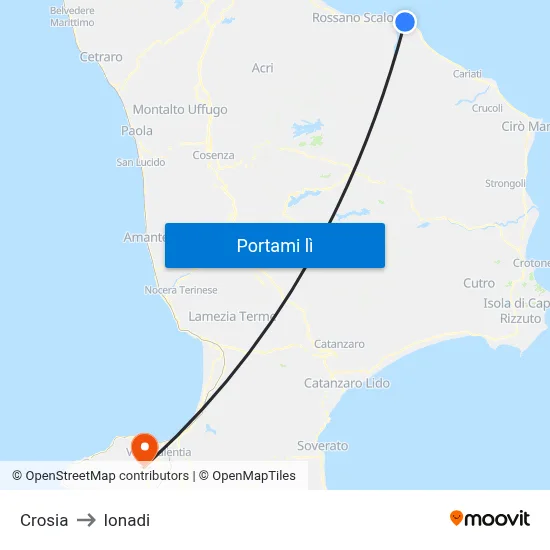 Crosia to Ionadi map
