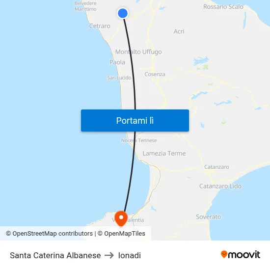 Santa Caterina Albanese to Ionadi map