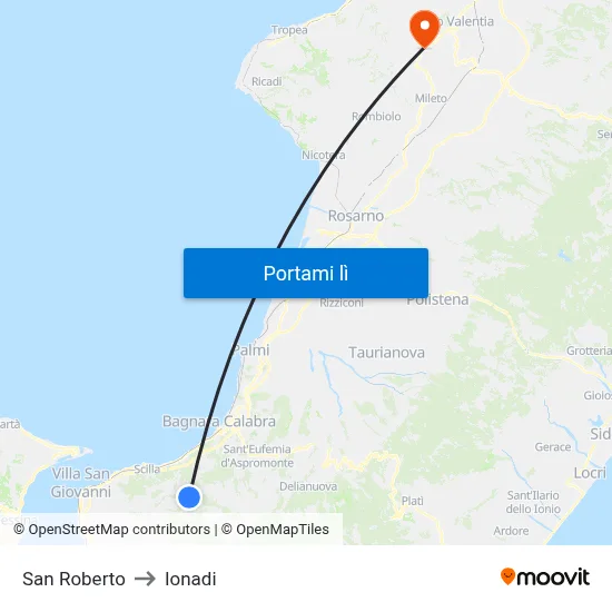 San Roberto to Ionadi map