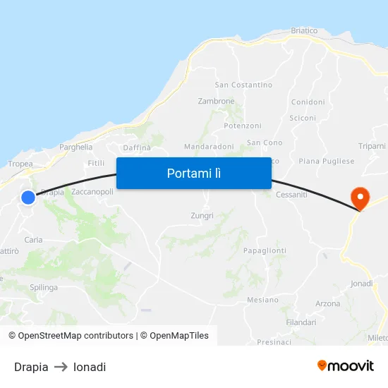 Drapia to Ionadi map