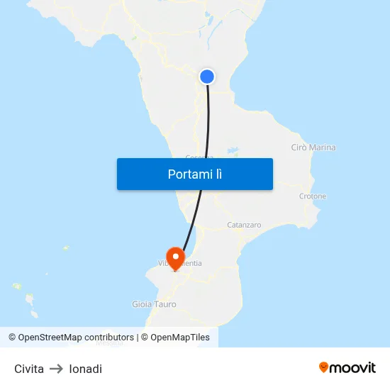 Civita to Ionadi map