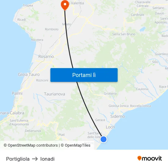 Portigliola to Ionadi map