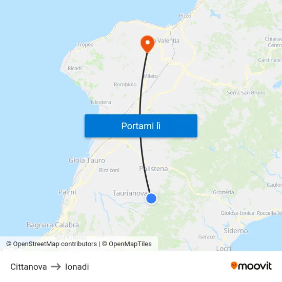Cittanova to Ionadi map