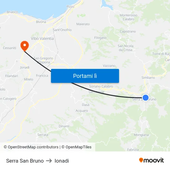 Serra San Bruno to Ionadi map