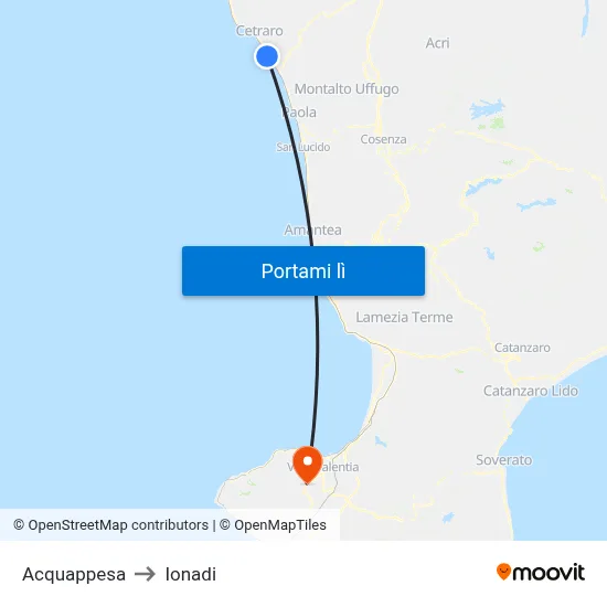 Acquappesa to Ionadi map