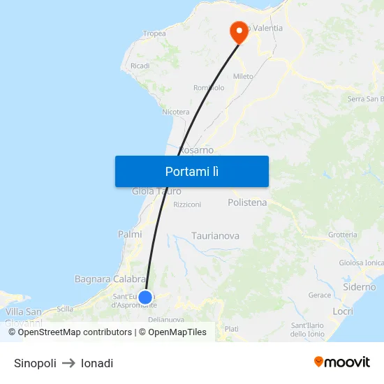 Sinopoli to Ionadi map