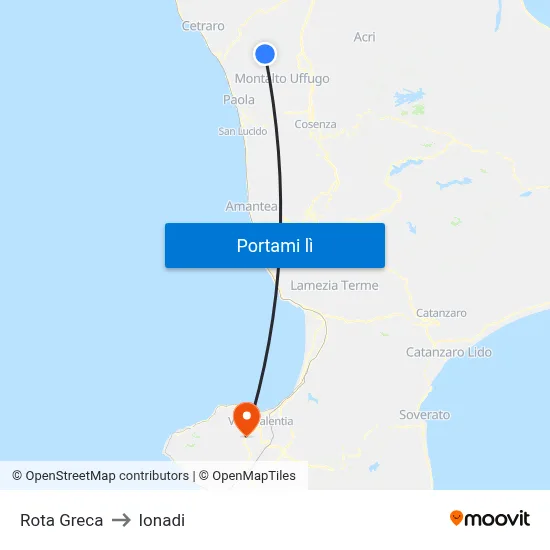 Rota Greca to Ionadi map