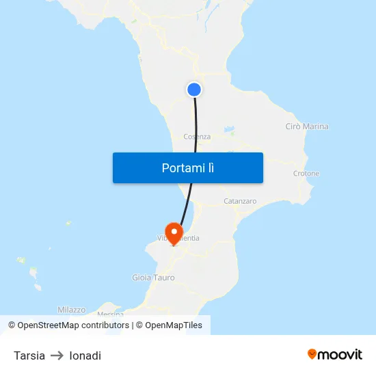 Tarsia to Ionadi map