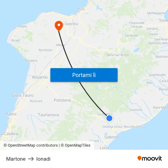 Martone to Ionadi map