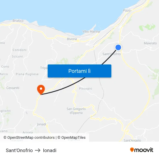 Sant'Onofrio to Ionadi map