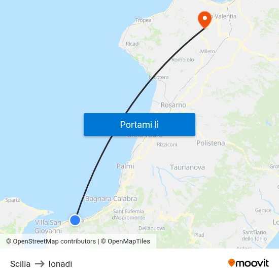 Scilla to Ionadi map