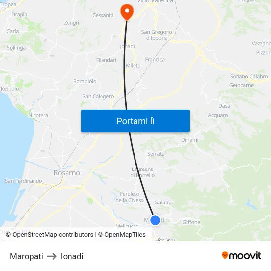 Maropati to Ionadi map