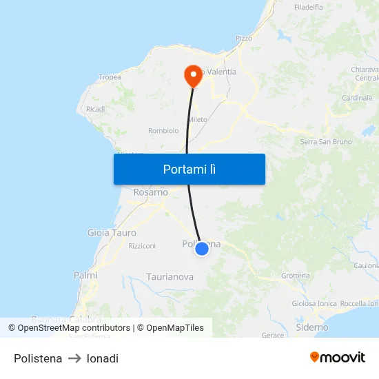 Polistena to Ionadi map