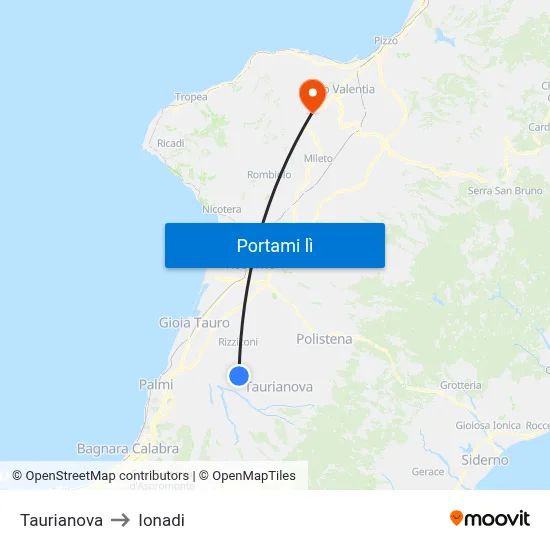 Taurianova to Ionadi map