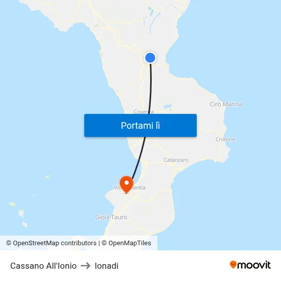 Cassano All'Ionio to Ionadi map