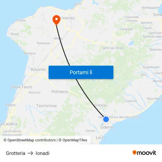 Grotteria to Ionadi map
