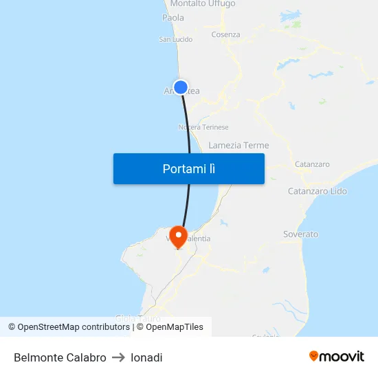 Belmonte Calabro to Ionadi map