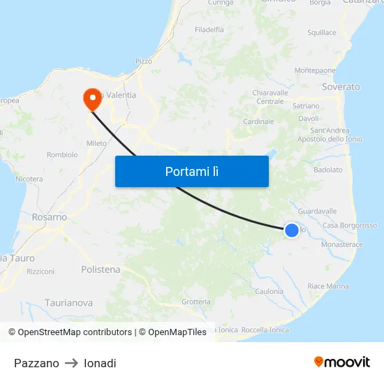 Pazzano to Ionadi map