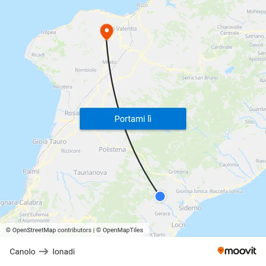 Canolo to Ionadi map
