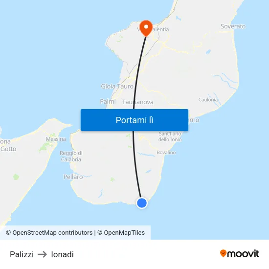 Palizzi to Ionadi map