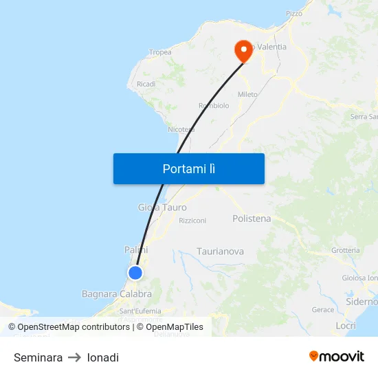 Seminara to Ionadi map