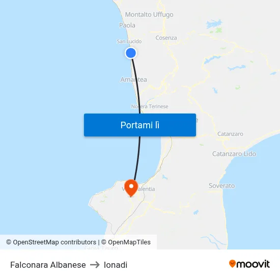 Falconara Albanese to Ionadi map