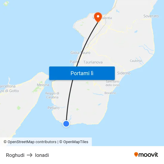 Roghudi to Ionadi map