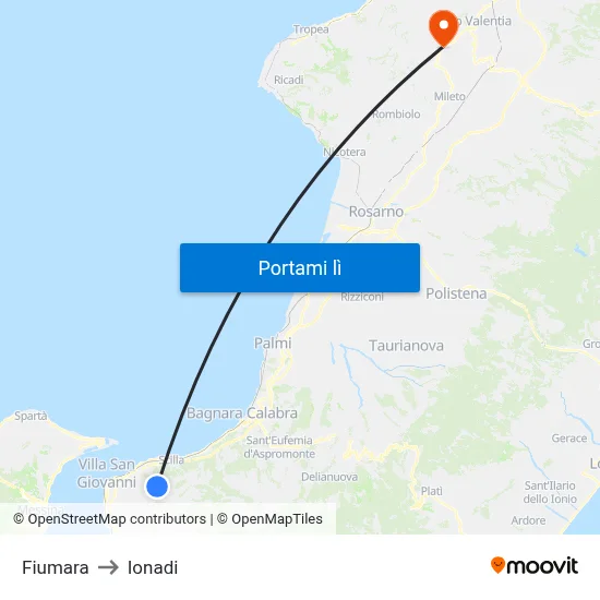 Fiumara to Ionadi map