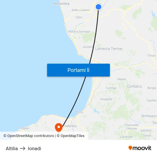 Altilia to Ionadi map
