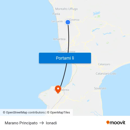 Marano Principato to Ionadi map