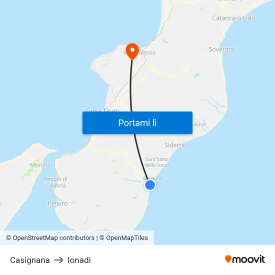 Casignana to Ionadi map