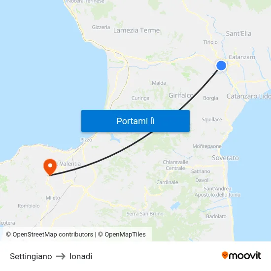 Settingiano to Ionadi map