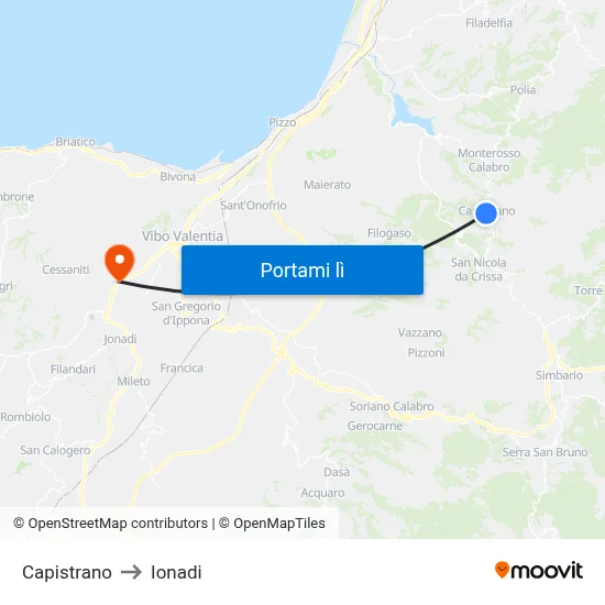 Capistrano to Ionadi map