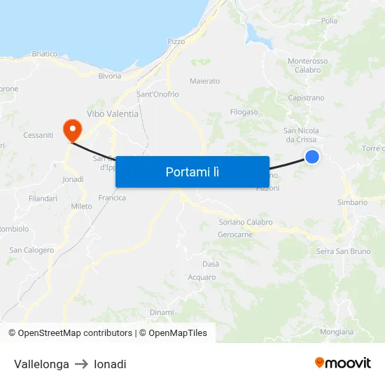 Vallelonga to Ionadi map