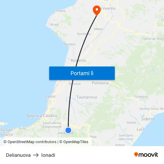 Delianuova to Ionadi map