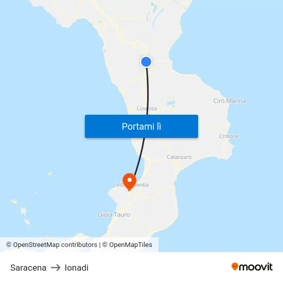Saracena to Ionadi map