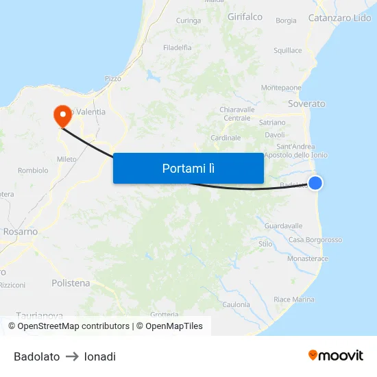 Badolato to Ionadi map